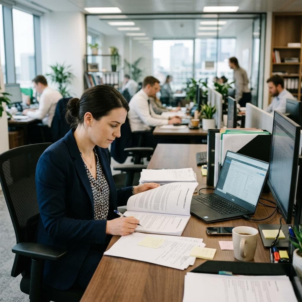 Insurance support professional at work
