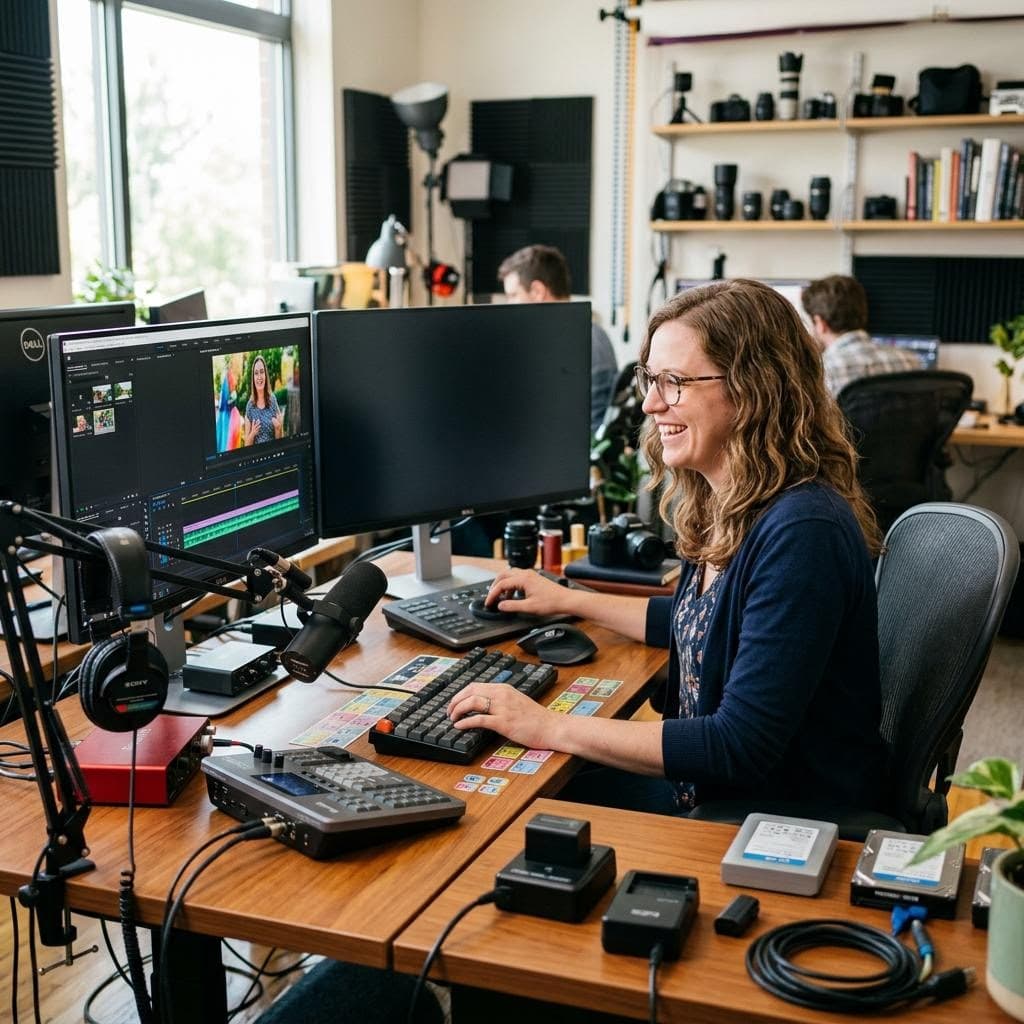 Creative team collaborating in a studio office