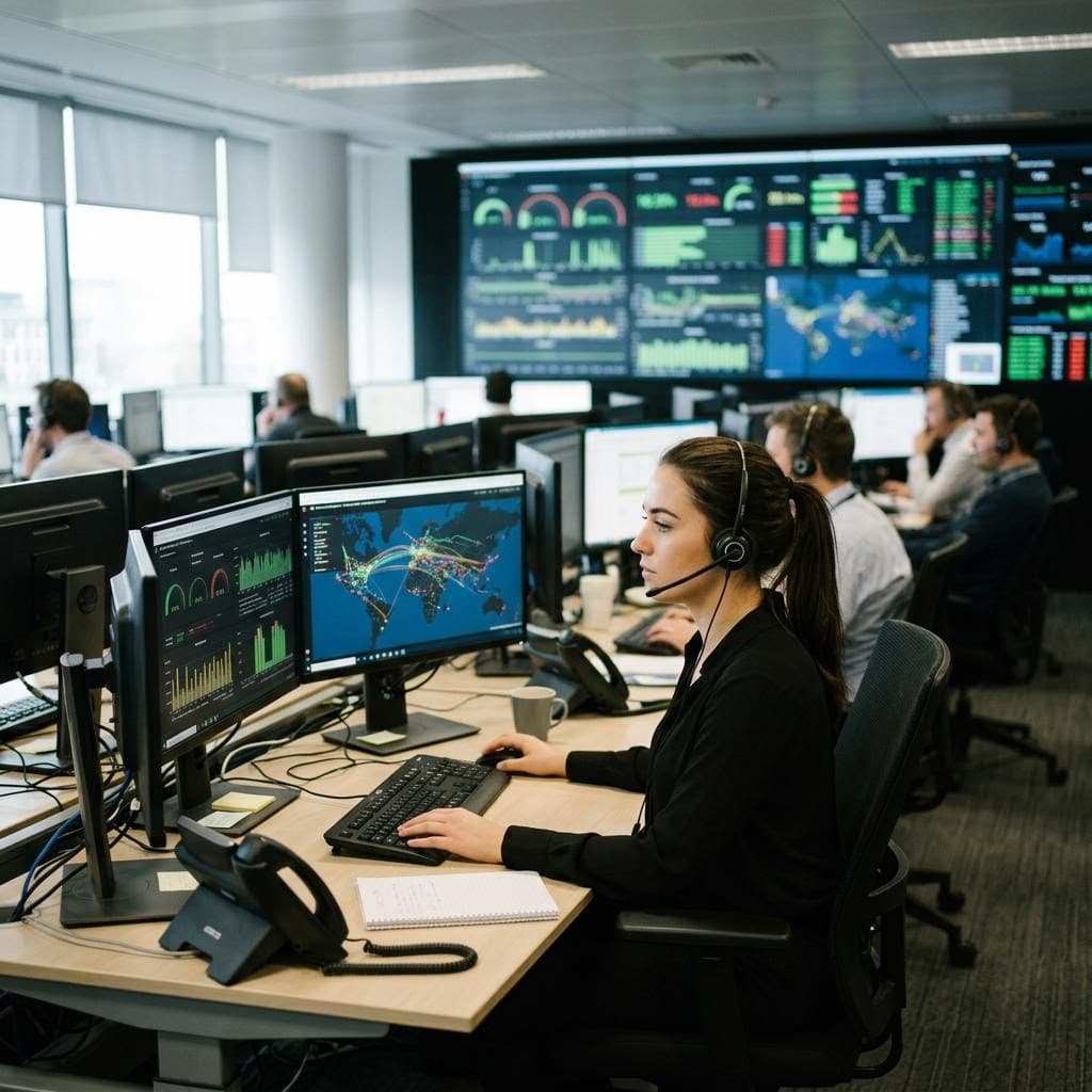 Telecommunications support professional at work