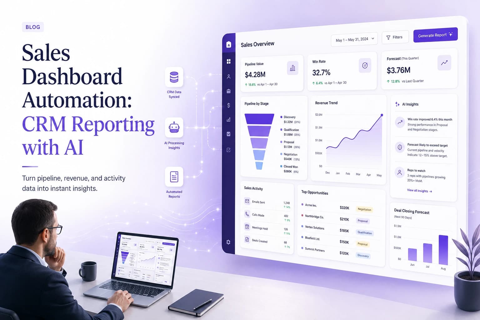 Sales Dashboard Automation: CRM Reporting with AI