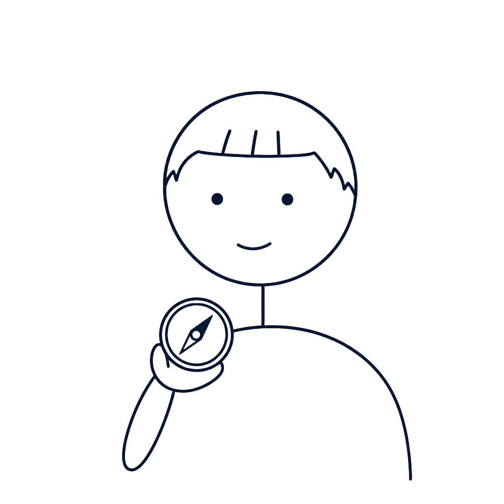 Compass character illustration
